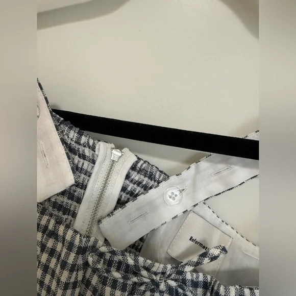 🤍NWOT Reformation Balia Dress Slate Check - Picture 6 of 7